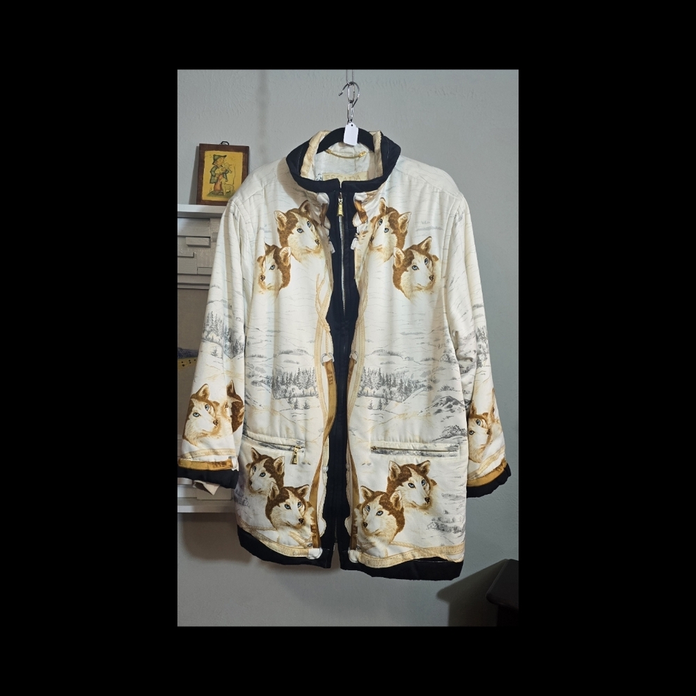 ESCADA 80s Novelty print Rare Animal Print Jacket Sz 42/XL